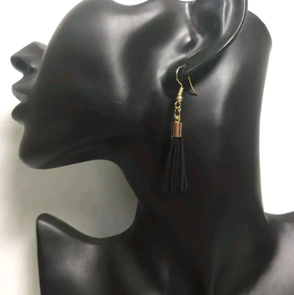 Tassle Earrings Yellow Black Navy Blue - Picture 6 of 7